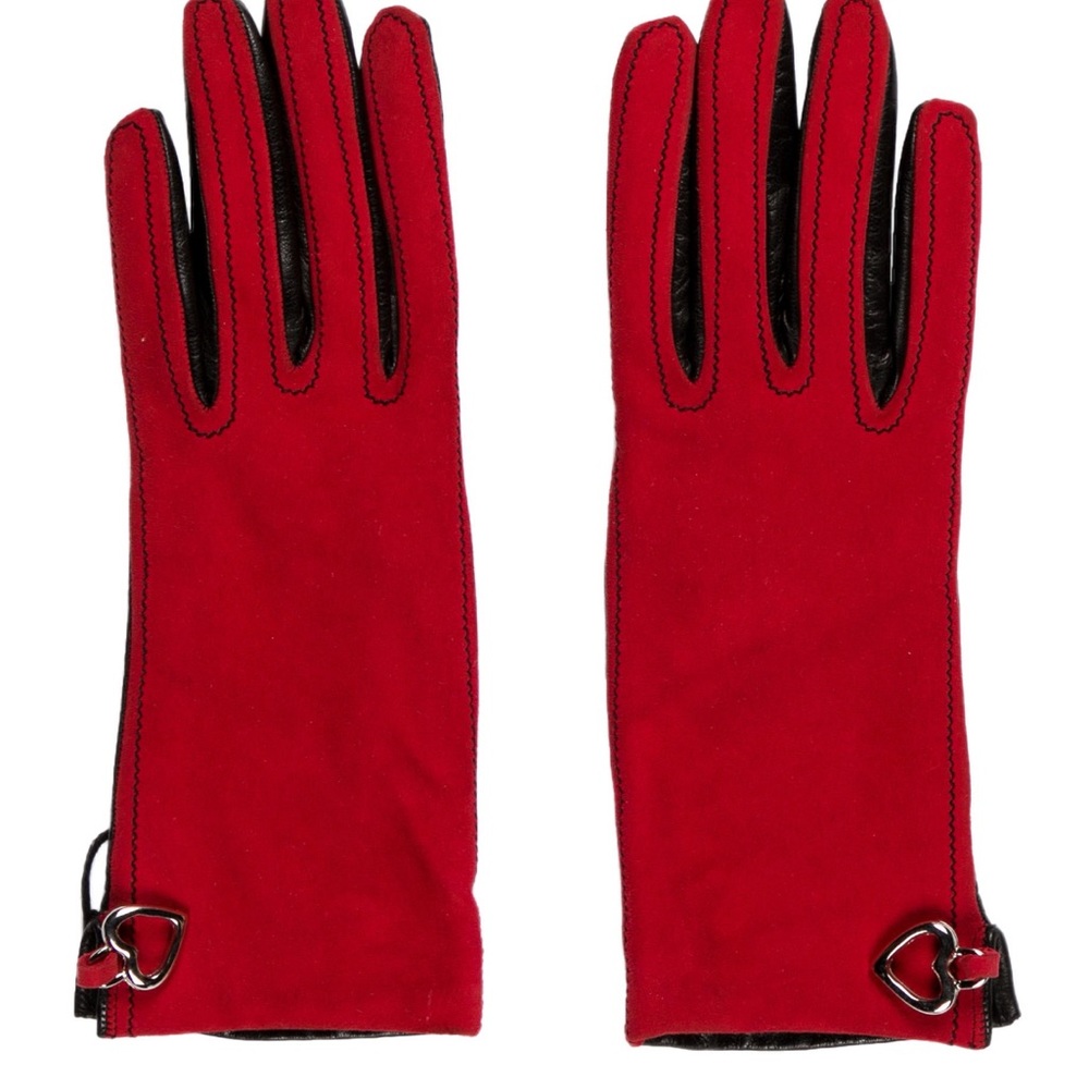 Moschino Leather suede trimmed gloves. Never worn